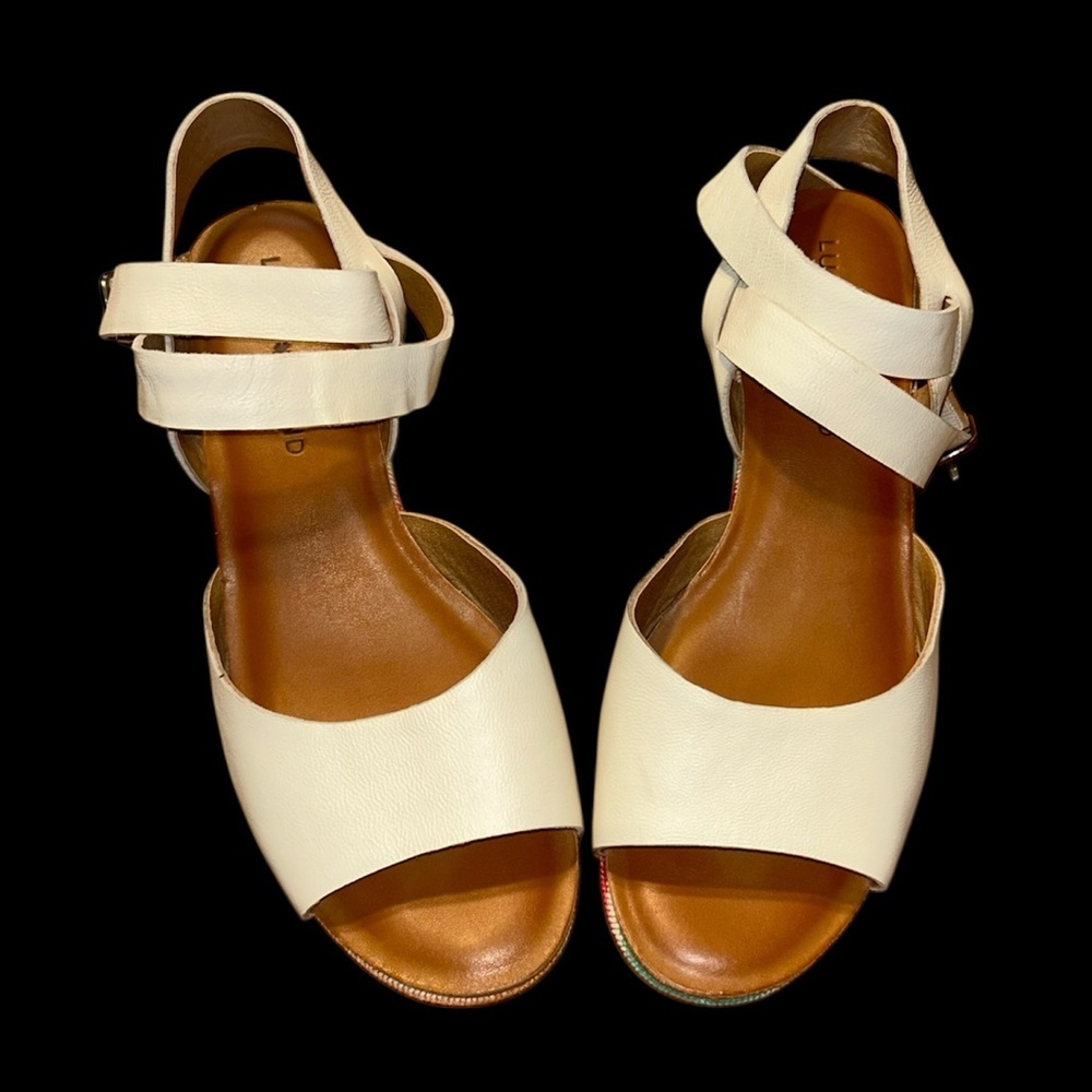 Lucky Brand Ginny Milk Rivington Espadrille Wedge Sandal with Stripes - Picture 10 of 13